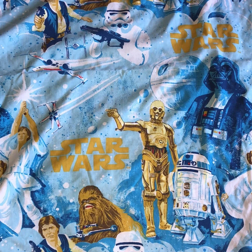Star Wars Twin Flat Sheet Vintage STAR WARS BLUE TWIN FLAT 70s Star Wars